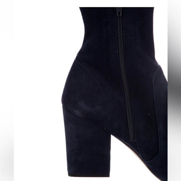 Loeffler Randall Dark Blue Suede Heeled Sock Booties - Picture 6 of 7